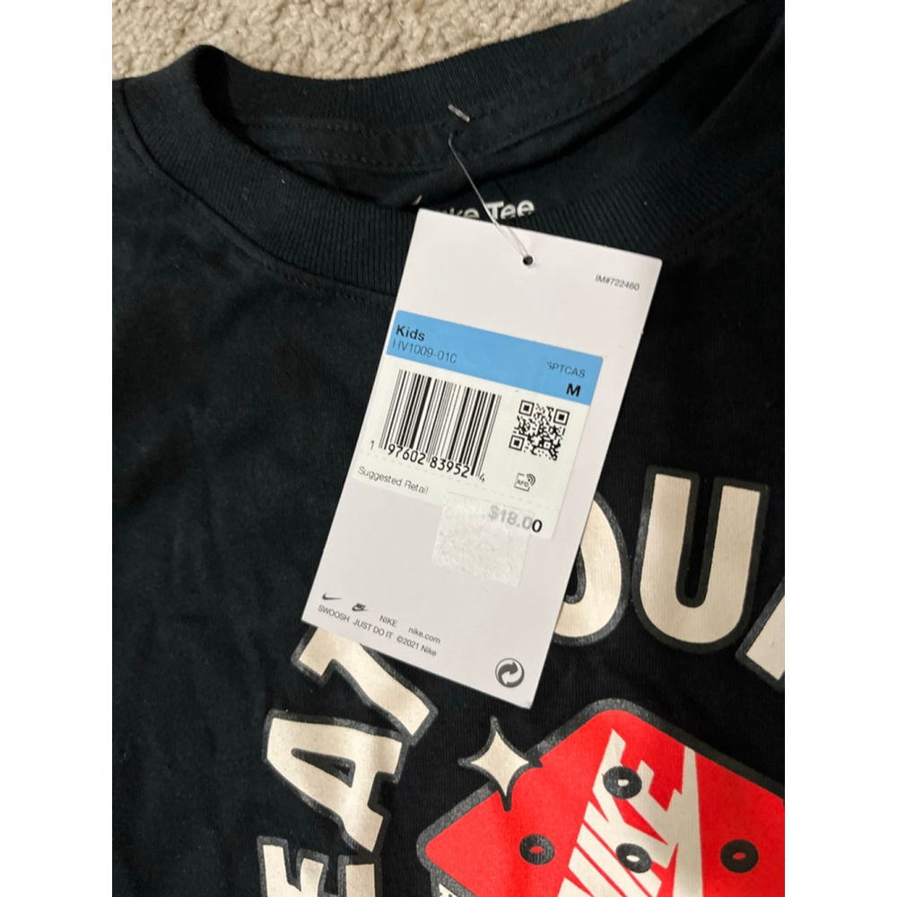 NWT Kids Nike T-Shirt Black/Red Size M - Picture 3 of 4